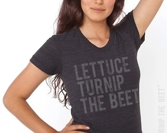 SALE Lettuce turnip the beet ® trademark brand OFFICIAL SITE - dark grey heather womens tshirt with distressed classic logo funny vegan chef