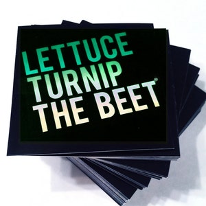 Lettuce turnip the beet ® 4 STICKER SET with classic green logo -farming - gardening - kitchen - funny - vegetable - crossfit - green - chef