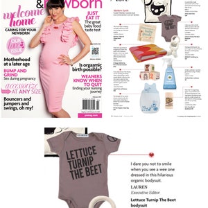 Lettuce turnip the beet ® trademark brand OFFICIAL SITE gray heather bodysuit in Pregnancy and Newborn magazine funny baby gift vegan image 5