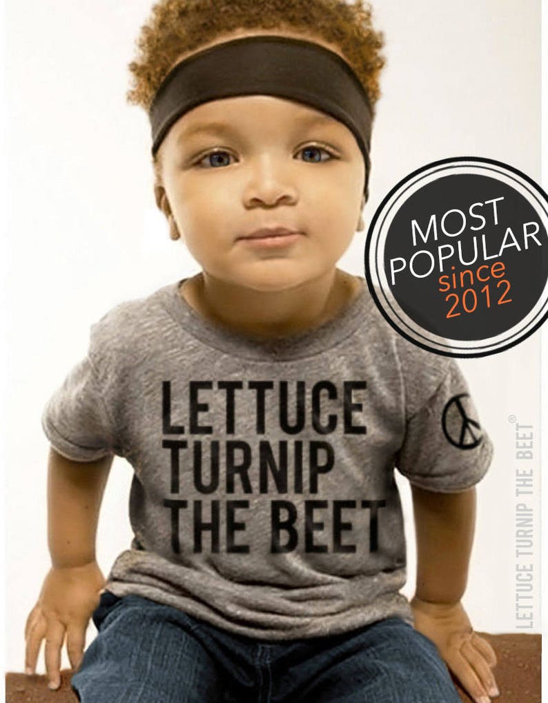 lettuce turnip the beet ® trademark brand OFFICIAL SITE heather grey track shirt with classic logo funny music dance foodie kid t shirt image 1