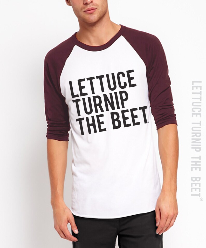 Lettuce turnip the beet ® trademark brand OFFICIAL SITE crimson red baseball jersey lightweight shirt crossfit music gym vegan funny image 2