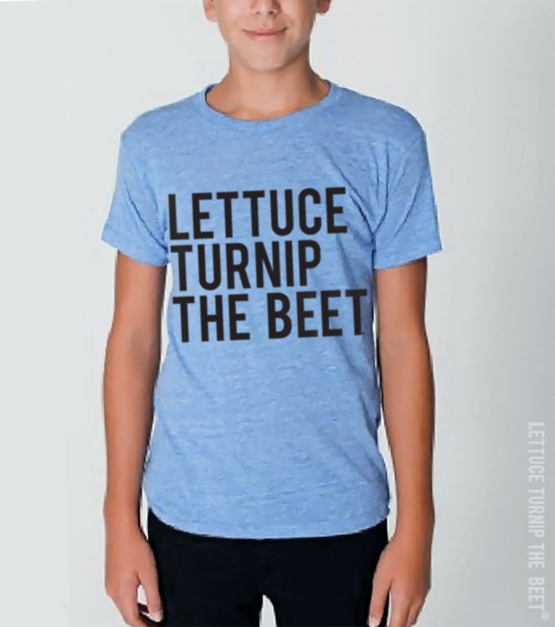 lettuce turnip the beet ® trademark brand OFFICIAL SITE light blue heather track shirt with logo baby and toddler sizes image 3