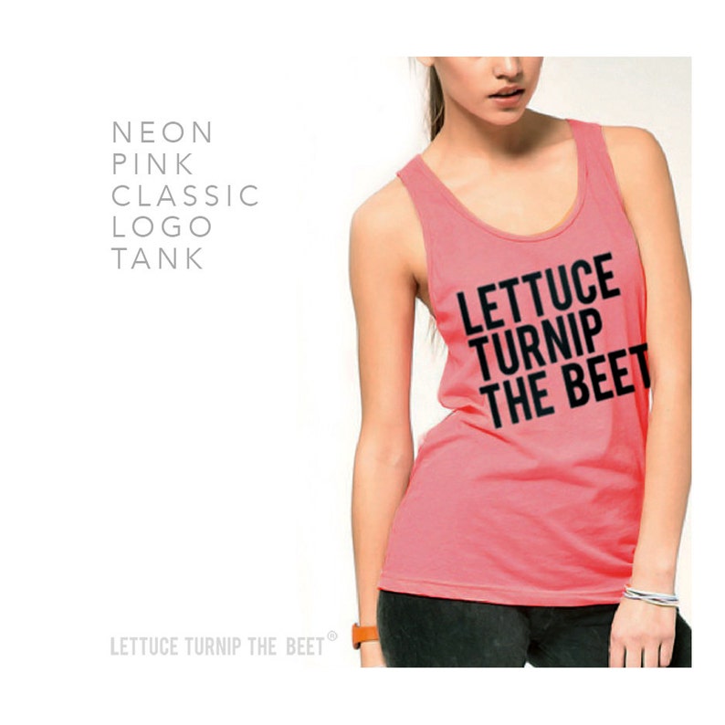 SALE Lettuce turnip the beet ® trademark brand OFFICIAL site unisex neon pink tank top vest singlet as seen in DJ Magazine image 1