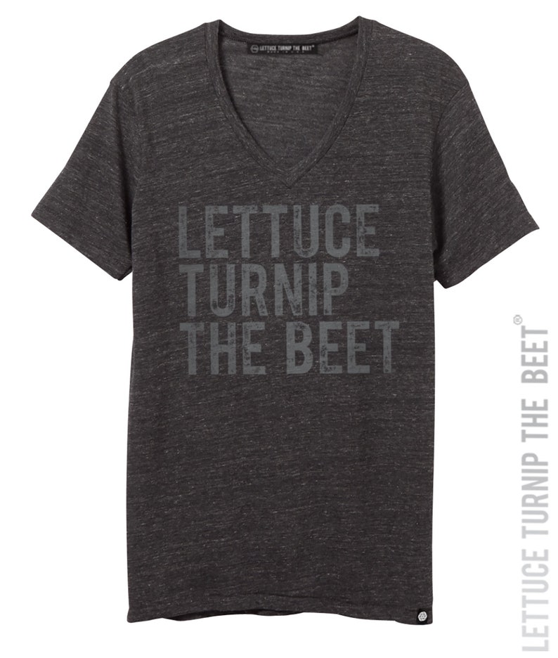 SALE Lettuce turnip the beet ® trademark brand OFFICIAL SITE black heather vneck t shirt music yoga vegan dance music festival chef farm image 2