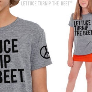 lettuce turnip the beet ® trademark brand OFFICIAL SITE heather grey track shirt with classic logo funny music dance foodie kid t shirt image 5