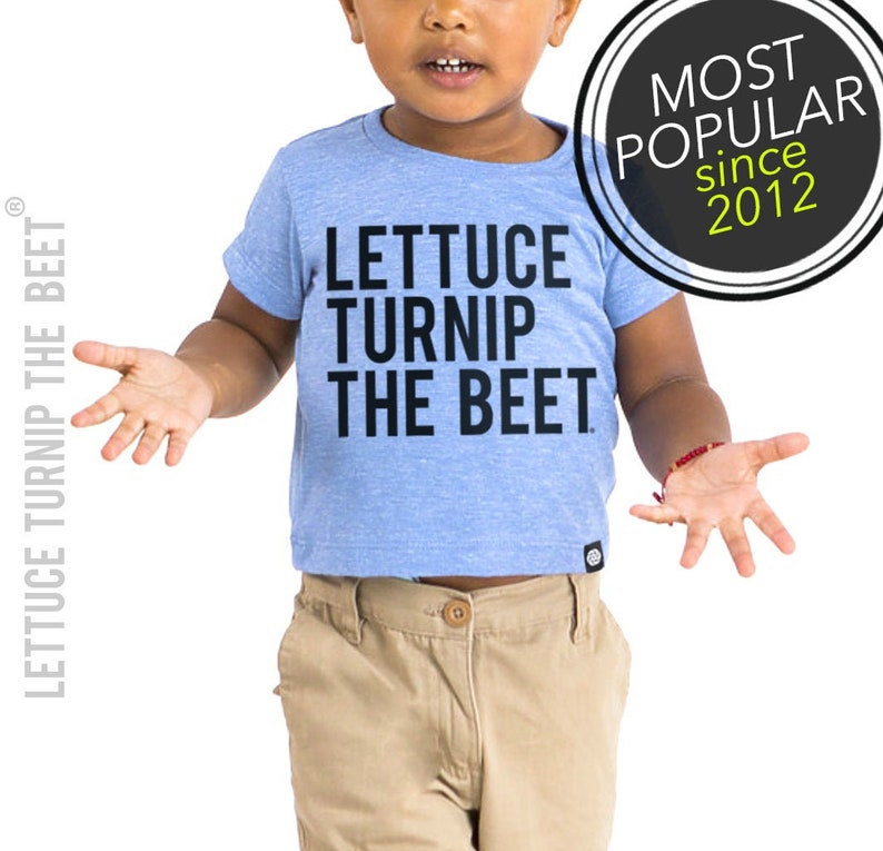 lettuce turnip the beet ® trademark brand OFFICIAL SITE light blue heather track shirt with logo baby and toddler sizes image 2