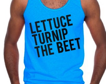 SALE - Lettuce turnip the beet ® trademark brand OFFICIAL site - unisex sizes - bright blue tank top with classic logo - as seen in DJ Mag