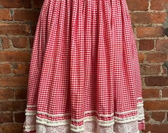 Falda de cuadro vichy roja vintage de Bobbie Brooks