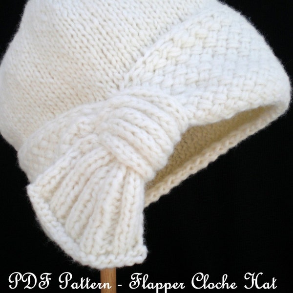 PDF Instant Download Knitting Hat Pattern - Flapper Cloche Hat