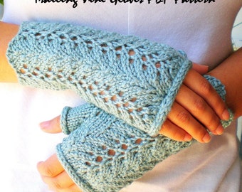 PDF Knitting Pattern - Lace Fingerless Gloves - Trailing Vines