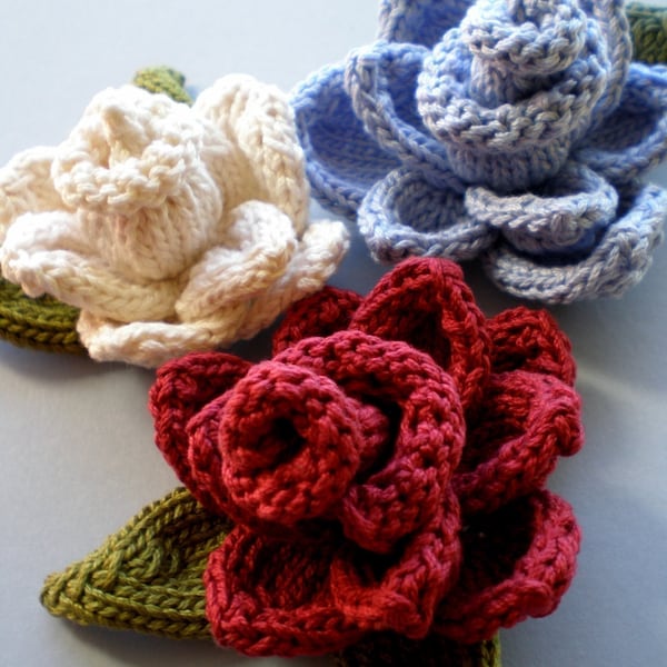 PDF Knitting Pattern - Rose Knit Flower