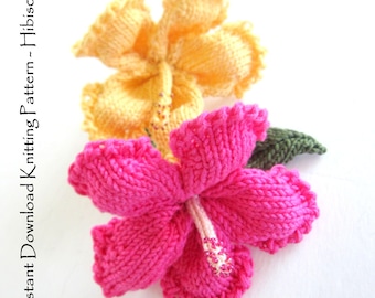 Instant Download PDF Knit Flower Pattern - Hibiscus