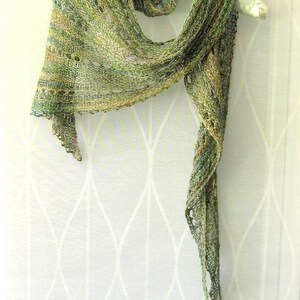 PDF Knitting Pattern Instant Download Twiggy Skinny Triangle Shawl Scarf image 2