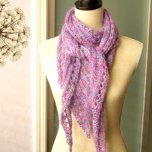 PDF Knitting Pattern Instant Download Twiggy Skinny Triangle Shawl Scarf image 5