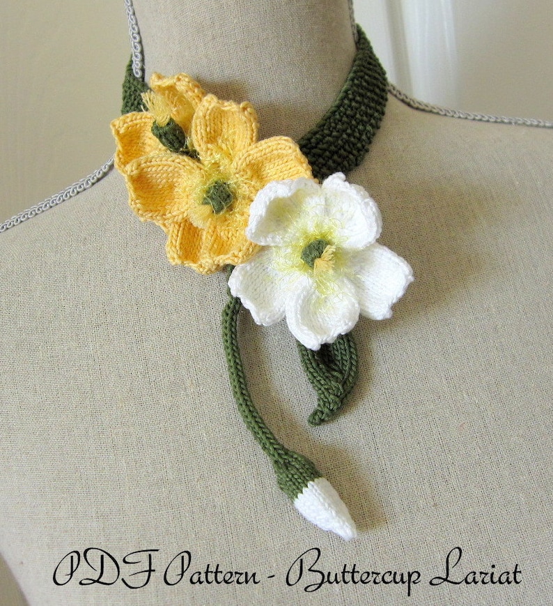 Buttercup Lariat PDF Knit Flower Pattern