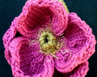 Instant Download PDF Knit Flower Pattern - Peony Knitted Flower