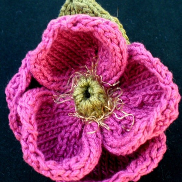 Téléchargement instantané PDF Modèle de fleur en tricot - Fleur en tricot de pivoine