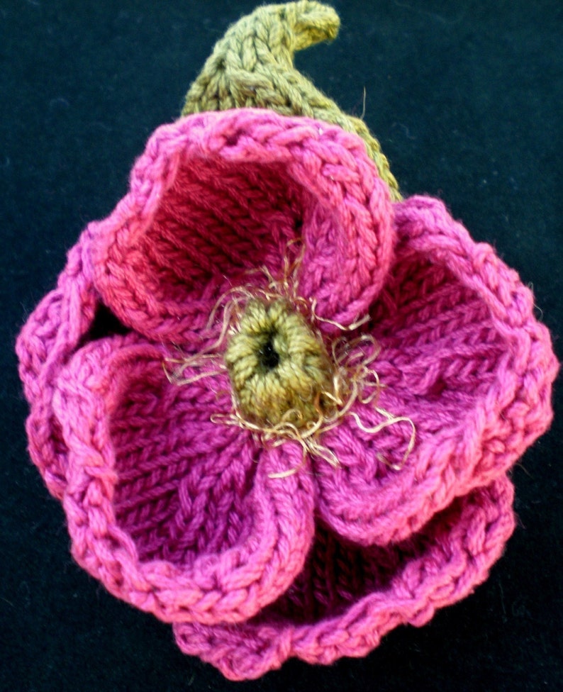 Instant Download PDF Knit Flower Pattern Peony Knitted Flower image 1