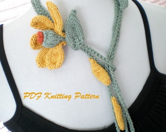 PDF Knitting Pattern - He Loves Me, He Loves Me Not - Yellow Daisy Lariat