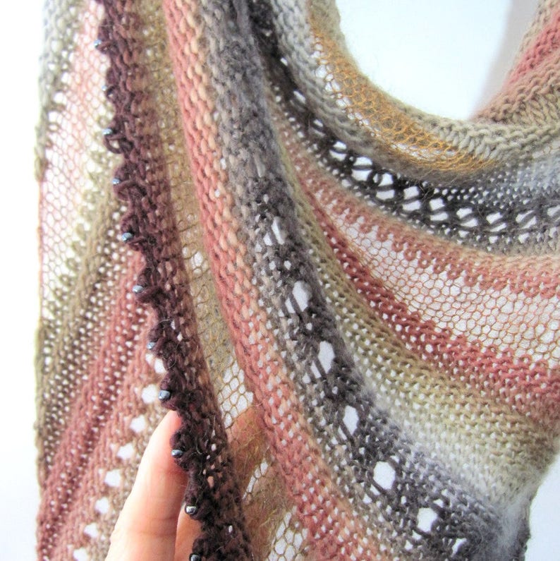 PDF Knitting Pattern Instant Download Twiggy Skinny Triangle Shawl Scarf image 6