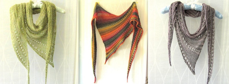 PDF Knitting Pattern Instant Download Twiggy Skinny Triangle Shawl Scarf image 4