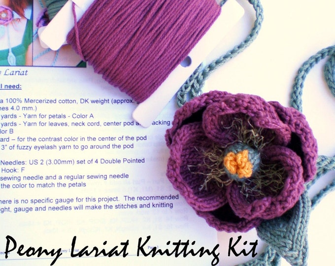 Knit Flower DIY Kit Peony Lariat Etsy