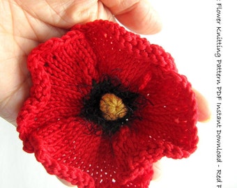 PDF Knitting Pattern - Poppy Flower
