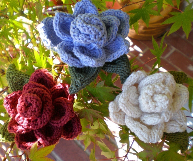 Knitting Roses PDF Knitting Pattern - Rose Knit Flower - Etsy
