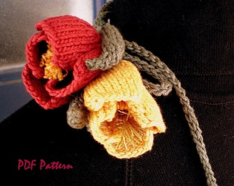 PDF Knitting Pattern - Poppy Love Lariat