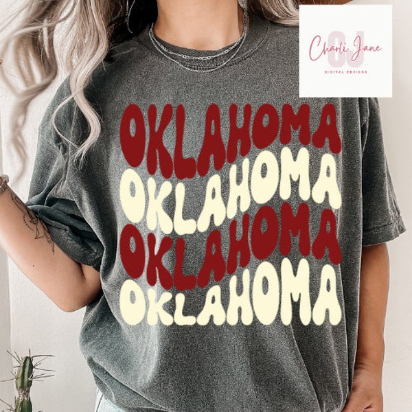 Oklahoma Crimson and Cream Wavy PNG