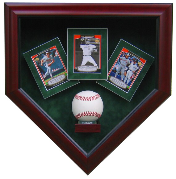 1 Baseball and 3 Cards Homeplate Shaped Display Case - Etsy