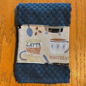 Küchenhandtuch - Schieferblau mit Kitchen-Motiv