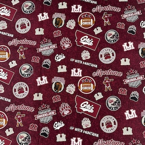 Fabric - U of M Grizzlies - Tone on Tone Fabric - Sold by the Yard - Official Licensed