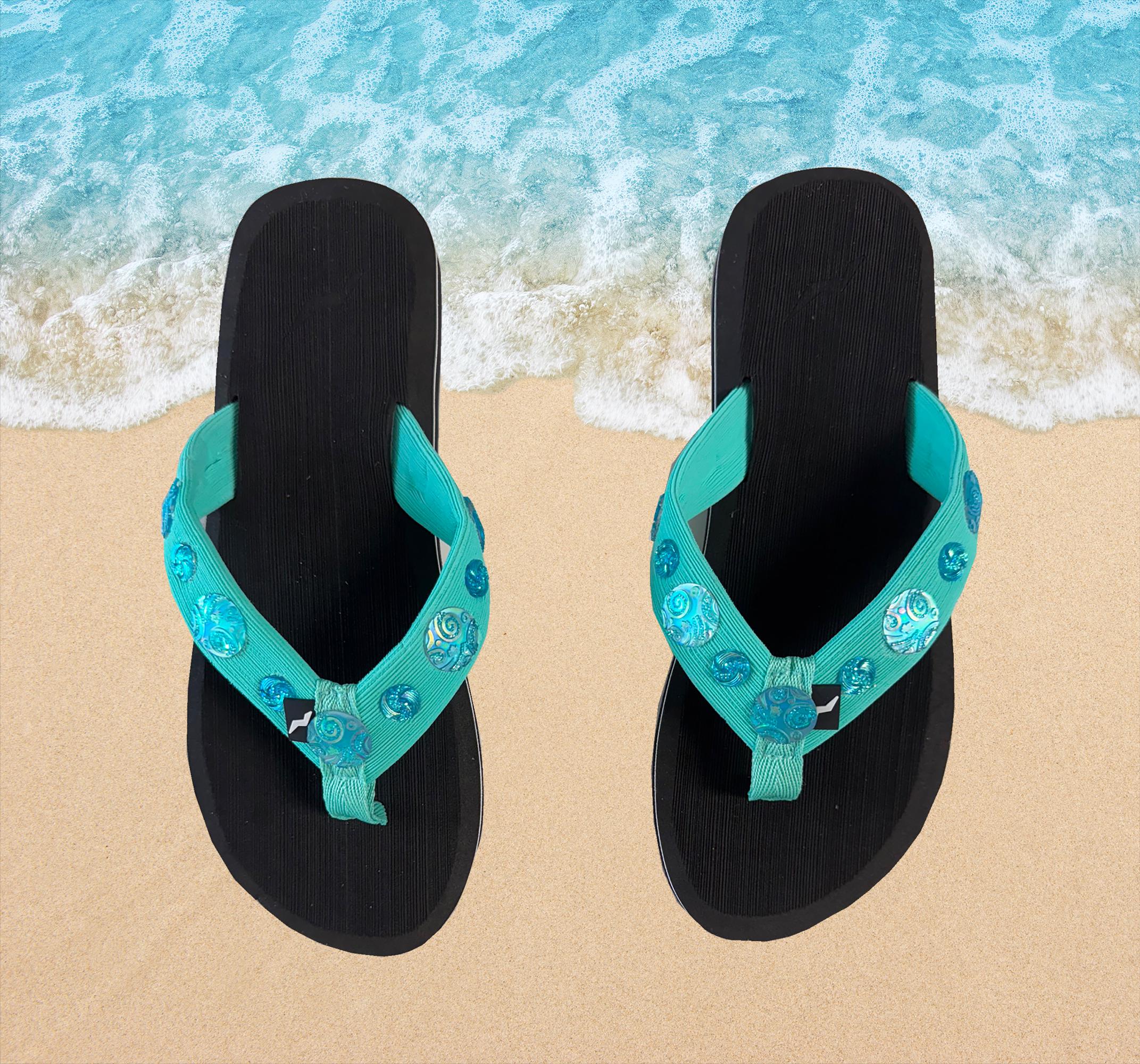 Teal and Black Sandals 301AN500_LADIES - Rainbow Sandals main image 2