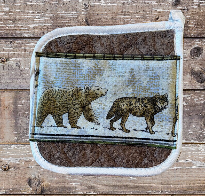 kitchen & dining prints – wolf & bear prints Images... Complete Kitchen Set in Dark Brown With Elk, Bear, and Wolf-towel, Dish ...