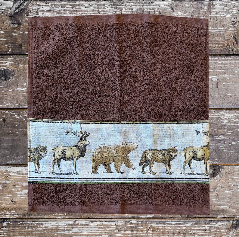 kitchen & dining prints – wolf & bear prints Images... Complete Kitchen Set in Dark Brown With Elk, Bear, and Wolf-towel, Dish ...