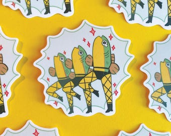 Fishnet Fish Sticker