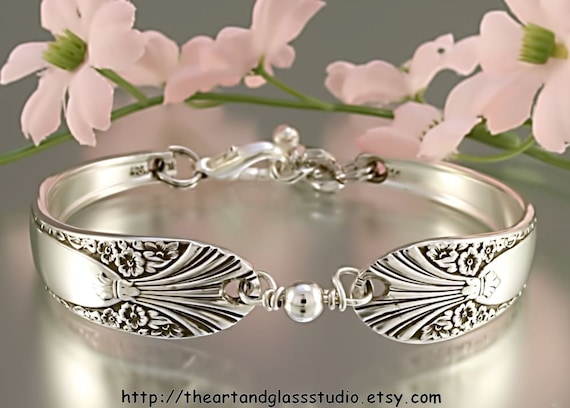 アクセサリー Vintage spoon bracelet Lilac Time 1957, Two-Part Spoon Bracelet, Vintage Spoon