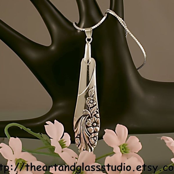 Silver Spoon Pendant EVENING STAR Jewelry Necklace Vintage, Silverware, Gift, Anniversary, Wedding, Birthday