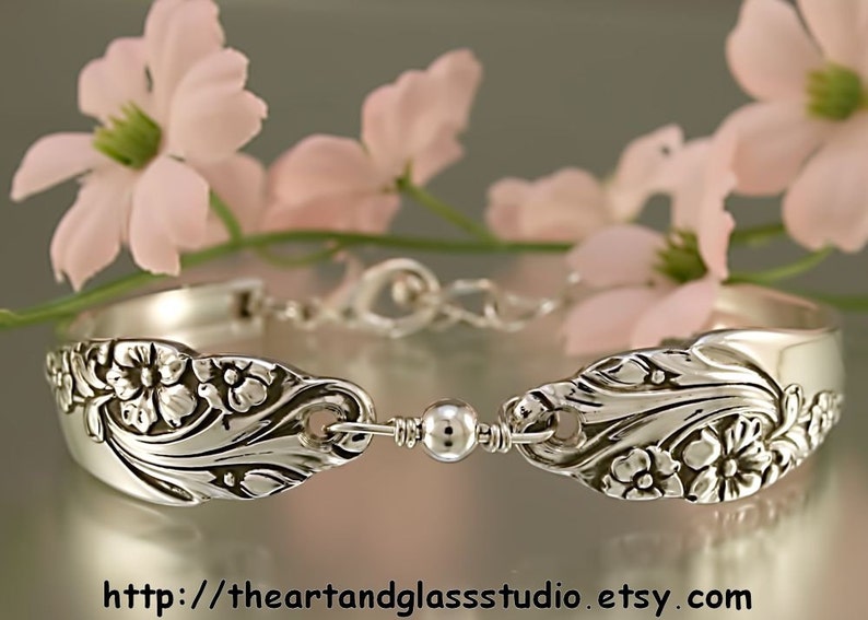 Silver Spoon Bracelet EVENING STAR Jewelry Vintage, Silverware image 1