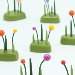 three tiny tufts of grass made from reclaimed upcycled wood | decorative accessory