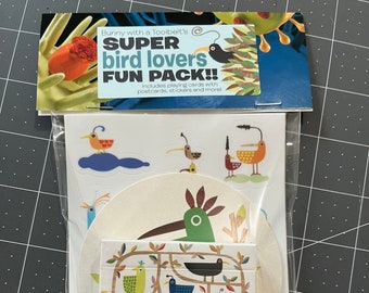 Bird Lovers Super Fun Pack! | Activity pack for bird lovers | Playing Cards | Stickers | Coaster | Postcards