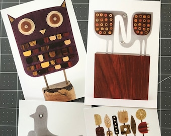 Bird Friends Postcard Set | Wood Art Cards | Snail Mail Greetings | Make a mailbox smile | Postcrossing postcard