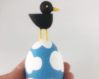 Bird on Easter Egg Sculpture | Easter Basket Gift | New Baby Gift | Spring Decoration