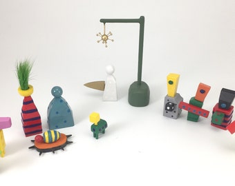 Colorful nativity set | abstract modern nativity |  handmade creche | holiday decoration | christmas decoration | family tradition