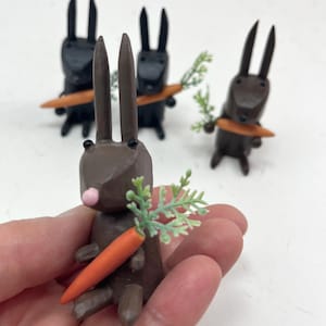 bunny figure | easter bunny | white rabbit | black rabbit | rabbit figure | christmas putz | tiny forest | build a forest | woodland scene