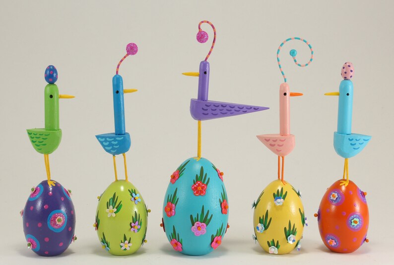 Bird on an Easter Egg Sculpture Easter Basket Gift New Baby Gift Spring Decoration image 1