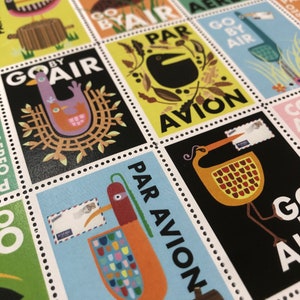 Selos postais de pássaros | Mail Art | Par Avion | Correo Aereo | Snail Mail | Amor postal | Postcrossing | Selos de Cinderela