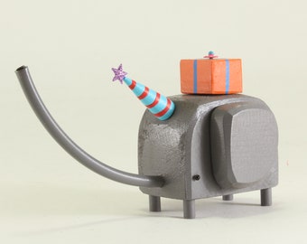 Happy Birthday Elephant Sculpture | Centerpiece | Elephant Lovers Gift