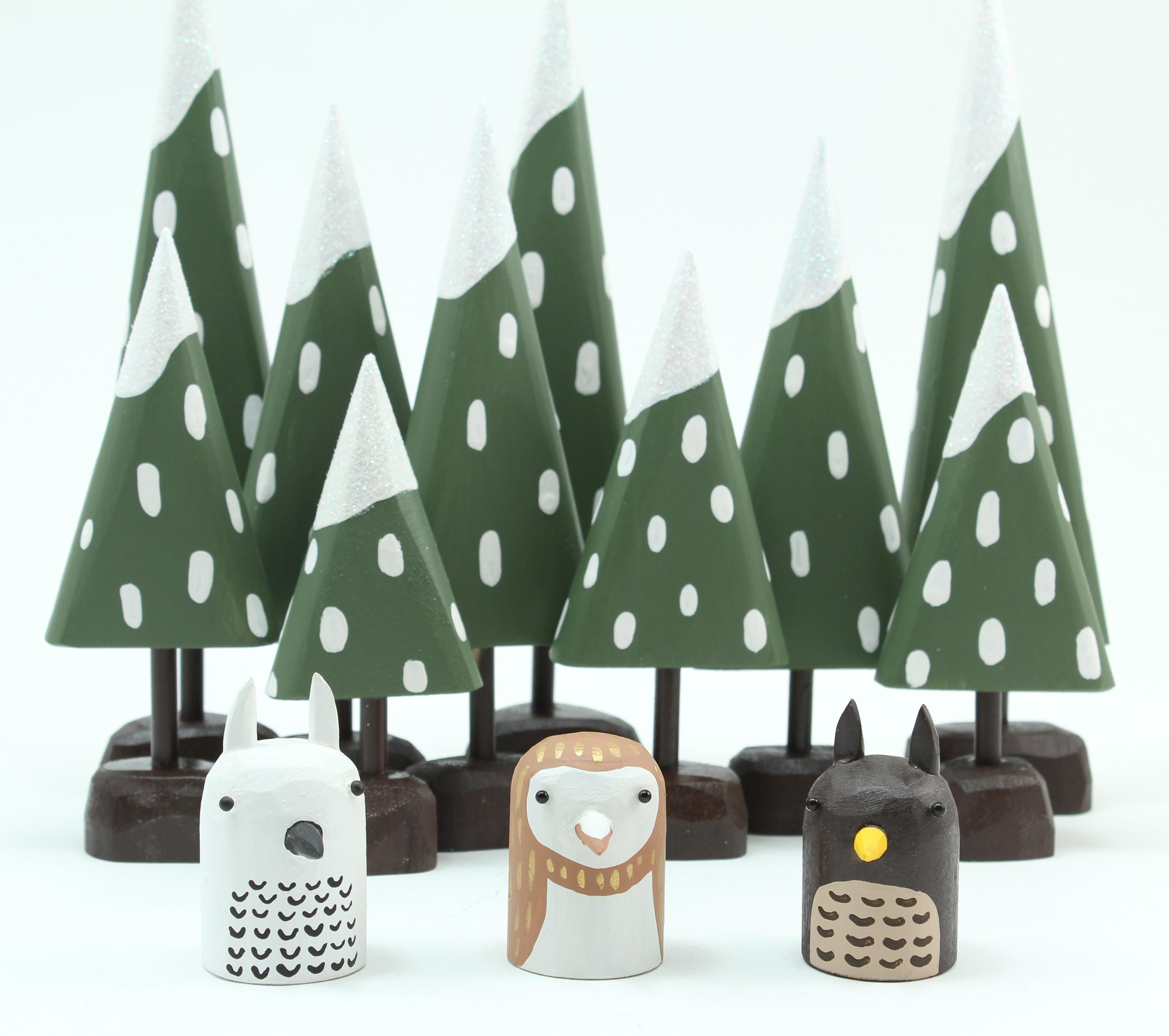 owl figure | snowy owl | barn owl |wood folk art | owl sculpture | tiny owl | christmas putz | tiny 